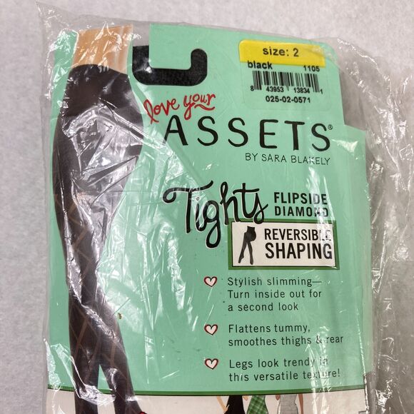 SPANX Assets Sara Blakely Reversible Shaping Tights Women's 2 Flipside Diamond - Picture 2 of 6
